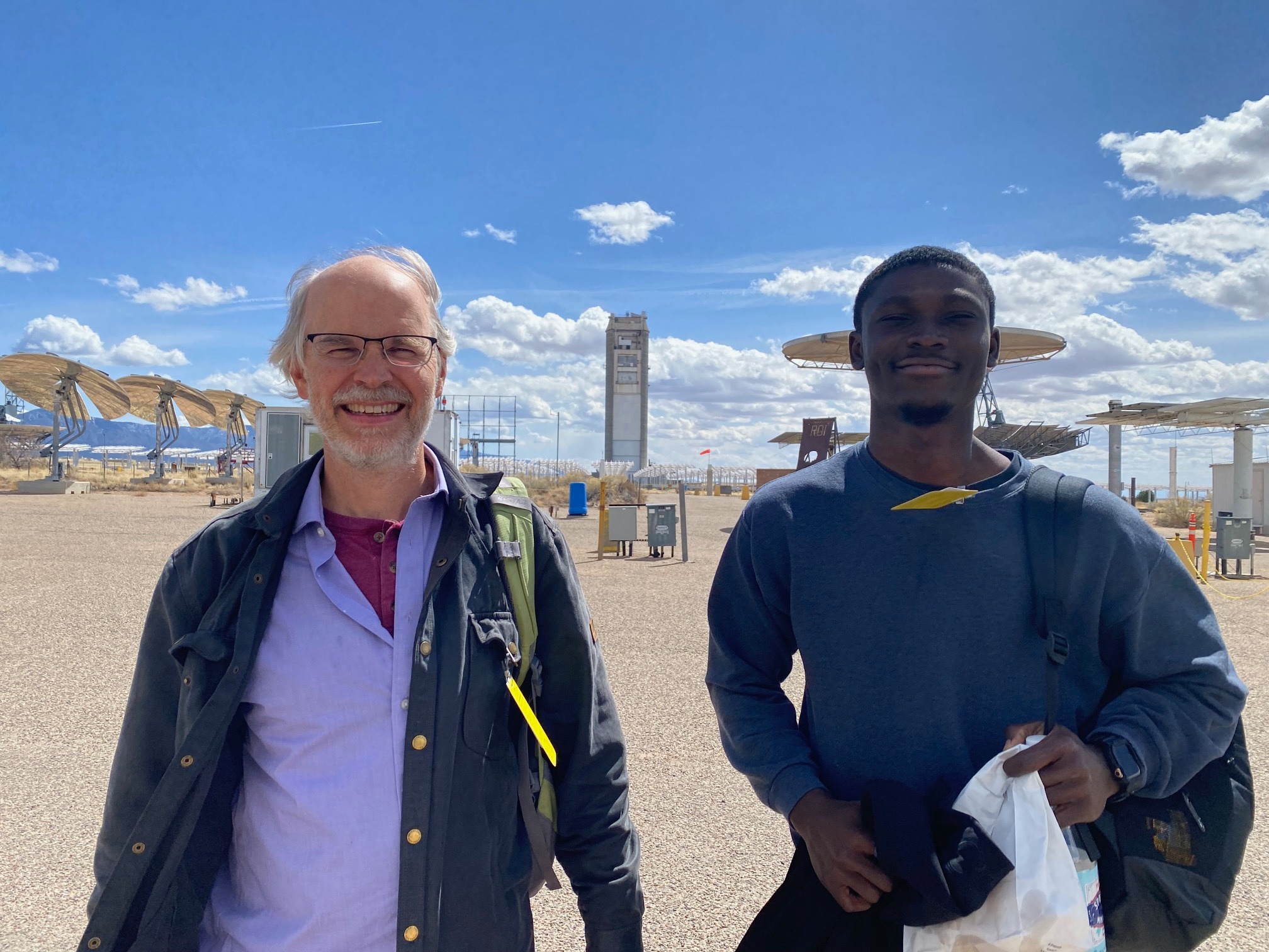 Winfred Arthur-Arhin at the National Solar Thermal Test Facility at Sandia